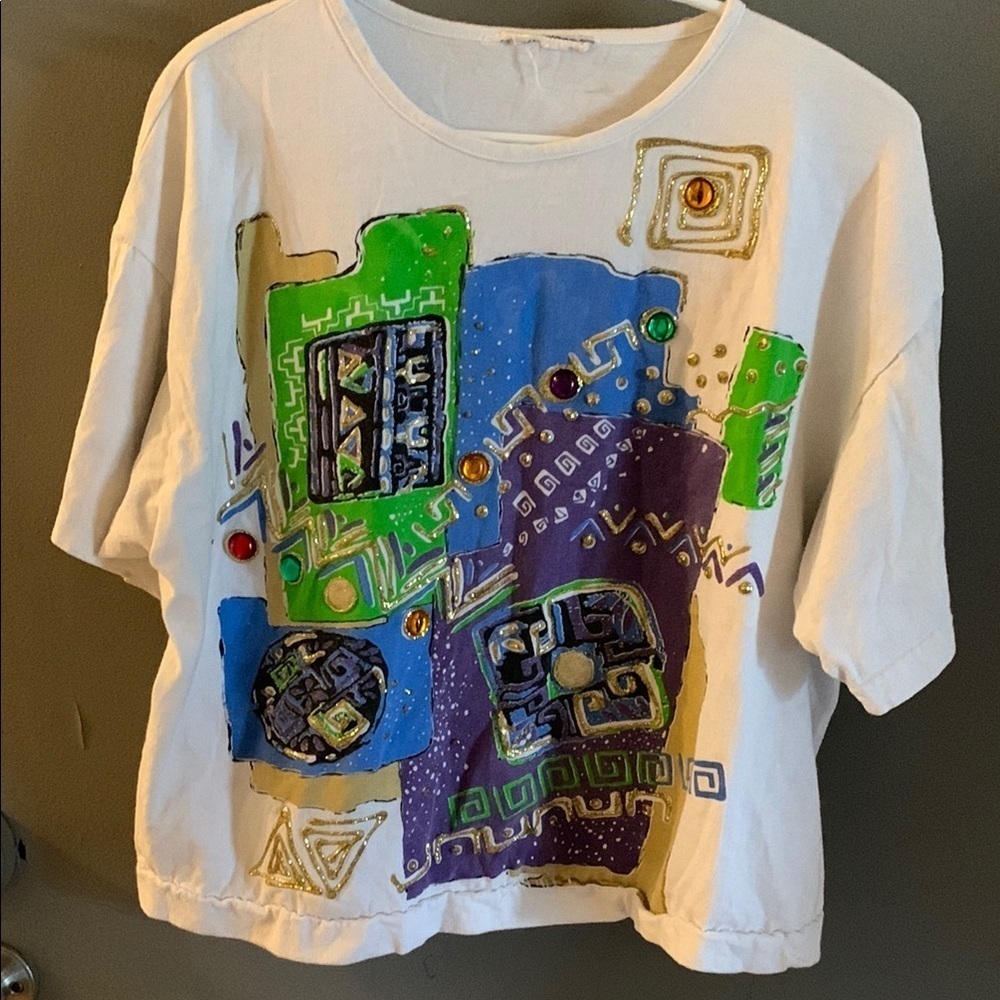 Vintage 90s bejeweled Abstract Graphic T-Shirt